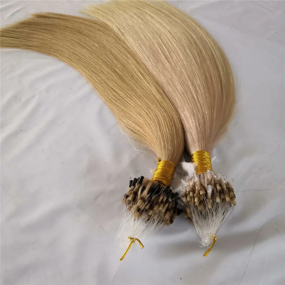 European Remy hair unprocessed micro links hair extensions ,nano ring hair double drawn