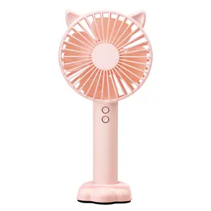 Handheld electronic cat shaped USB mini fan with led light and phone holder N10 fan