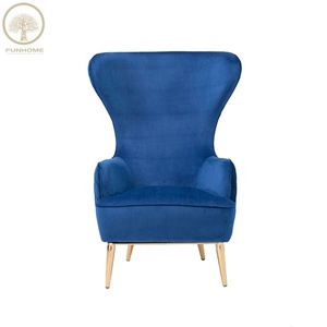Silla con brazo de Terciopelo Azul, moderna silla de salón con estilo de ocio, gran oferta