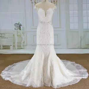 Estilo sereia clássico com renda miçangas princesa vestidos de casamento