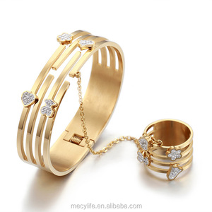 MECYLIFE Pulsera <span class=keywords><strong>de</strong></span> eslabones al por mayor, pulsera <span class=keywords><strong>de</strong></span> cadena, pulsera <span class=keywords><strong>de</strong></span> anillo <span class=keywords><strong>de</strong></span> dedo dorada - Product Image 4