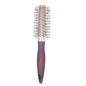 EUREKA 9511CEg-BR Styling Round Hair Brush for All Hair Types Ball-Tip Nylon Pins Anti-Slide Handle Hairbrush