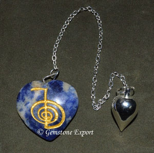 Péndulo Ovalado de Ágata Negra con Cadena, Pulido, Ecológico, Portátil, Gema Tallada, Grabada, Arte y Coleccionable - Product Image 2