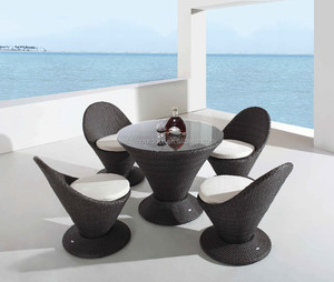 Tattan redondo restaurante en el jardín de mimbre mesa y silla - Product Image 1