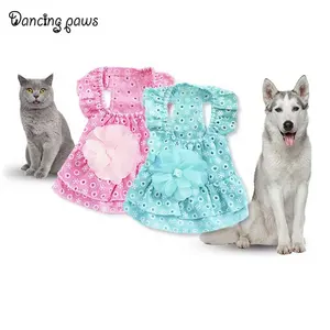 新しいスタイルのレースのプリンセスドレス夏の小さな猫犬ペット服花5サイズ