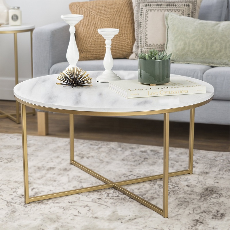 Nordic Creative  Mini Round Wrought Iron European Coffee Table For Living Room Gold Modern Coffee Table