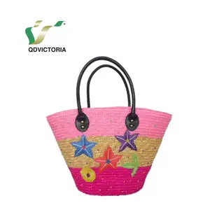 Manufacturers promote high quality straw bucket bag personalized have sense of design pouch straw bag