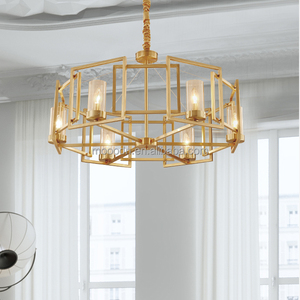 Candelabro de cristal LED E14 con marco de metal dorado y latón para decoración del hogar moderno para sala de estar - Product Image 3
