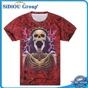 De manga curta 2013 do crânio dos homens t-shirt vermelho da camisa de t t-shirt dos homens personalizados 3d