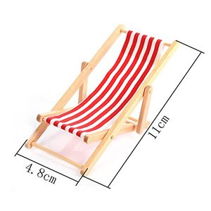 Chaise longue en bois à rayures colorées, accessoire pour salon et plage, 1/12 - Product Image 3