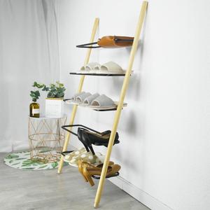 De Metal <span class=keywords><strong>Industrial</strong></span> de pared de madera inclinada 4-Nivel de almacenamiento Rack para la sala de baño balcón Cocina - Product Image 4