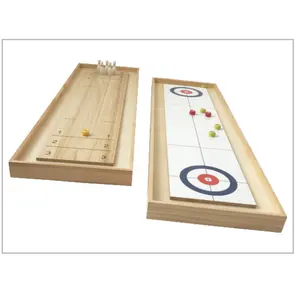 Shuffleboard de madeira e Curling 2 em 1 Table Top Board Game com 8 Rolos jogo indoor