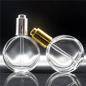 Botella de Vidrio Transparente con Gotero para Aceite Cosmético, Forma de Luna, 60 ml, 2 oz, Forma Redonda Plana, de Lujo, para Aceite Corporal/Perfume - Product Image 3