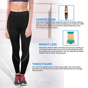 Pantalon en néoprène amincissant pour perte de poids au sauna pour femmes avec poche latérale Hot Thermo Fat Burning Sweat Leggings - Product Image 4