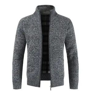 JACKETOWN Offre Spéciale 5 couleurs debout col manches longues ajustement plaine blanc cardigan pull en tricot veste avec fermeture éclair élégant bomber