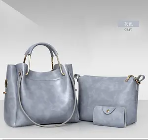 Sıcak tarzı yeni kadın basit omuz çantası çanta kadın çantası 3 adet çanta üreticisi toptan