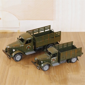 TM696 Decoración Vintage para el Hogar, Camión Retro <span class=keywords><strong>de</strong></span> <span class=keywords><strong>Juguete</strong></span> <span class=keywords><strong>de</strong></span> Hierro, Modelos <span class=keywords><strong>de</strong></span> Camiones Antiguos para Decoración, Vehículos Militares, Estilo Shabby Chic - Product Image 2