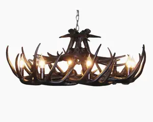 미국 뿔 샹들리에 레트로 수지 사슴 경적 램프 홈 장식 조명