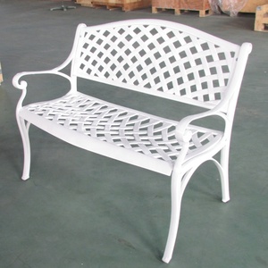 Fundido blanco de patio de aluminio banco de jardín - Product Image 1