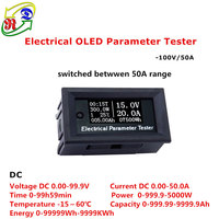 RD Voltmeter Digital Multifungsi OLED, Pengukur Arus Voltase Listrik Jangkauan Ganda 7in1 100V/50A Kapasitas Waktu