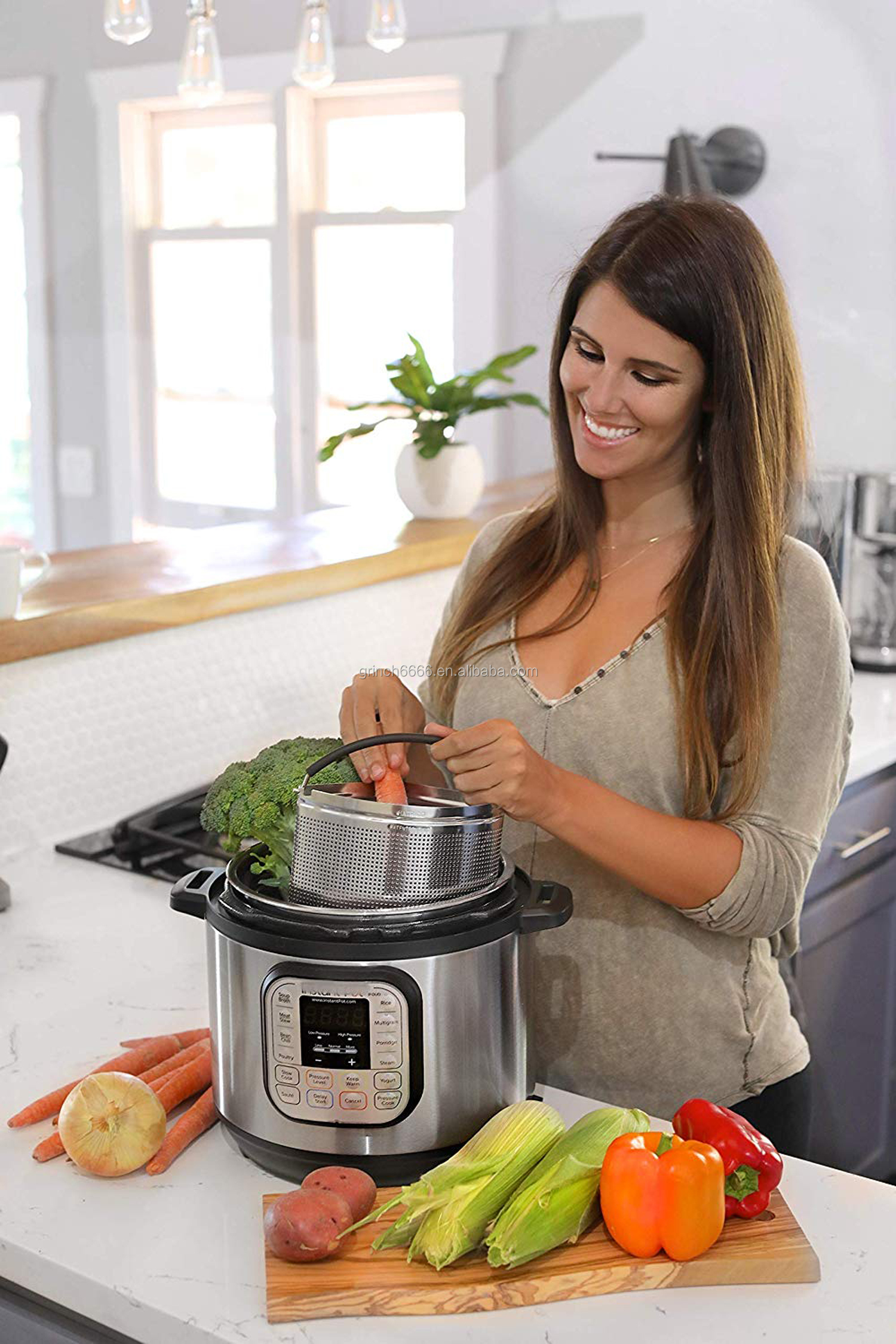 Duiaynke Dampfgarer Einsätze 2 Stück - 3-fach Geteilt Für Gemüse & Fleisch