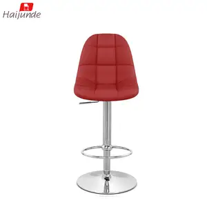 DK-taburete ajustable para Barra de cocina, silla de bar, base de metal cepillado, color rojo PU