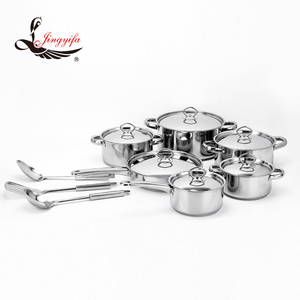 15 Buah Set Peralatan Masak Baja Tahan Karat dengan Panci Susu 16CM/Panci Sup 16 18 20 22 24CM/Wajan Penggorengan 24CM