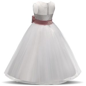 HYC06 Del Merletto di <span class=keywords><strong>Tulle</strong></span> Bianco abito di Sfera Abito da sposa vestito da partito della ragazza di usura occidentale del vestito del bambino Completa Maniche Lunghe per bambini della ragazza di fiore vestito - Product Image 2