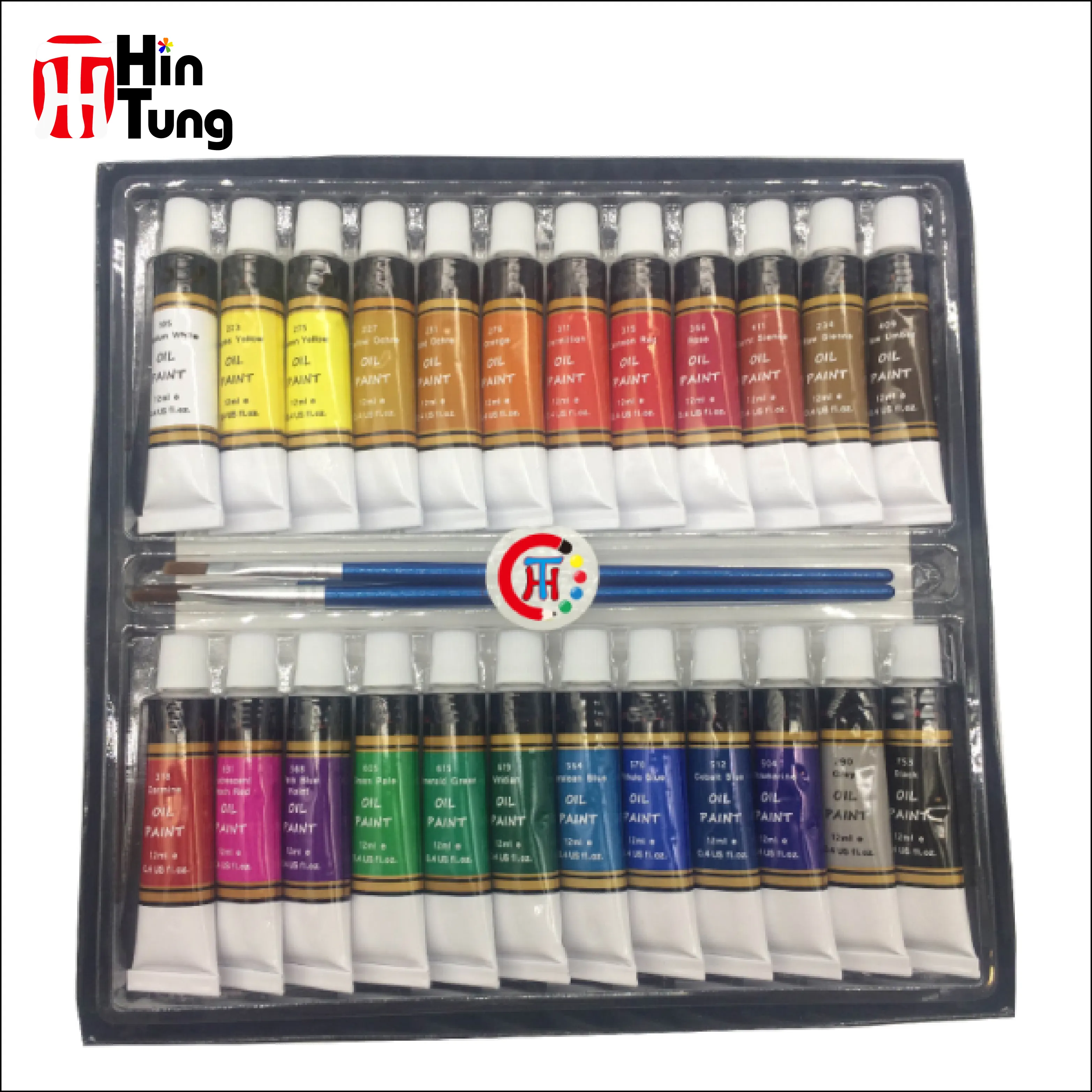 Private Label 24pcs 12ml Artist Oil Paint with 3 artist brush