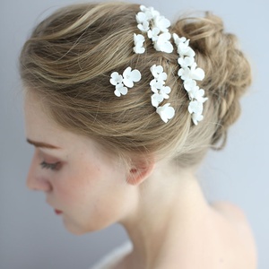 Mới nhất trắng hoa gốm Bridal Phụ kiện tóc Pin handmade phụ nữ tóc cưới Lược - Product Image 6