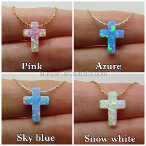 LS-D7705 Hot Sale <strong>Opal</strong> Cross Charm <strong>Necklace</strong> Blue Green Cross Jewelry Women Gold Silver Chains <strong>Necklace</strong> - Product Image 3