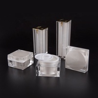 Flacon pompe airless carré en acrylique pour crème et lotion cosmétique 15ml 30ml 50ml 100ml