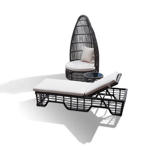 Outdoor Luxury Hotel Garden Patio <strong>Bamboo</strong> Sun Lounger <strong>Furniture</strong> with Cushion - Product Image 3