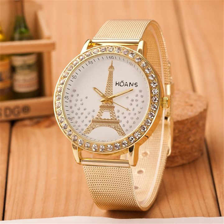 Geneva relojes de marca para mujer relojes femeninos dorados de malla originales