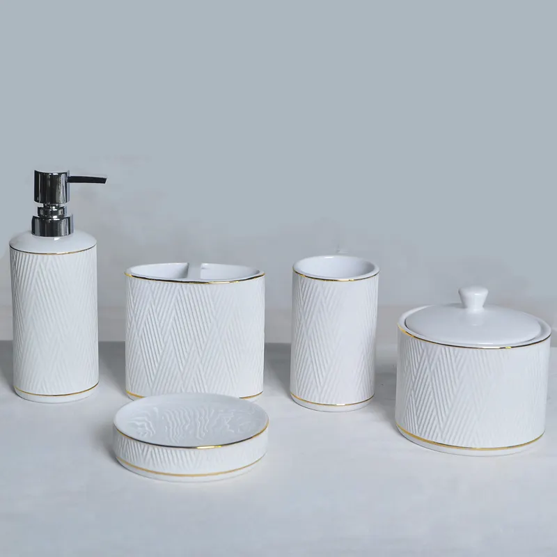Ensemble d'accessoires de salle de bain en céramique blanche, phnom penh, 5 pièces