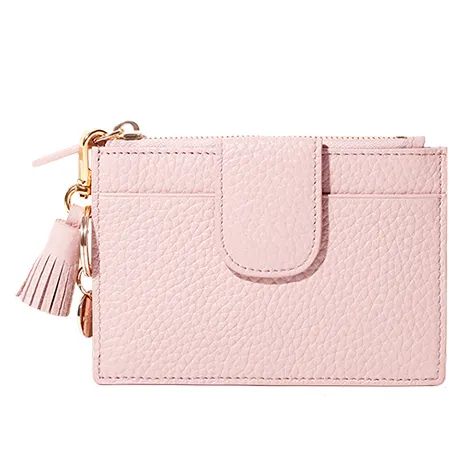 promotion gift slim women wallet tassel pebbled leather zip coin purse card holder