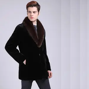 Mantel Bulu Imitasi Chinchilla Pabrik Pria dengan Kerah dengan Harga Bagus