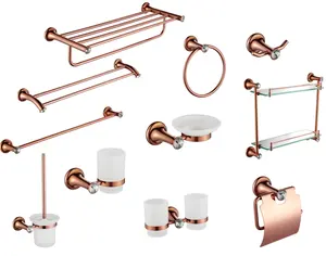 Ensemble d'accessoires de salle de bain en or rose, 12 pièces, classiques, rose, nouveau - Product Image 1
