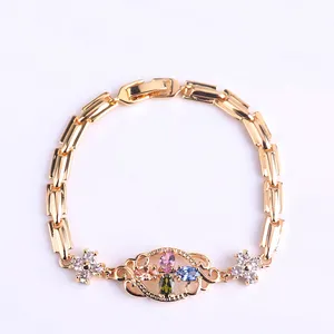 2018 Popular Girl Gift Be Brave Color Stone 18K Gold Plated CZ Bracelet