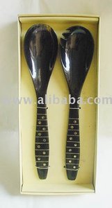 Juego de utensilios para servir ensalada negro, hermoso, para bodas - Product Image 2