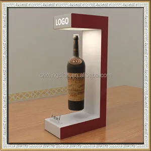 magnetic levitating bottle display pedestal,LED acrylic magnetic floating bottle display stand