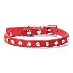 Rhinestone Bling cachorro gato Collar ajustable de cuero Bowknot gatito Collar pequeño mediano Gatos Perros Pug Chihuahua Yorkshire - Product Image 4