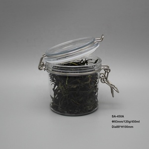 Cao Chịu Mài Mòn 450Ml Nhựa Cấp Thực Phẩm Lưu Trữ Rõ Ràng Jar Vòng Và <span class=keywords><strong>Container</strong></span> Với Tre Clip Nắp Cho Bữa Ăn Nhẹ, cà Phê, Kẹo, Trà - Product Image 2