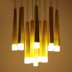 Ristorante europeo ha condotto il tubo grande lampadario illuminazione decorativa moderna coperta in legno pianta luci del pendente - Product Image 3