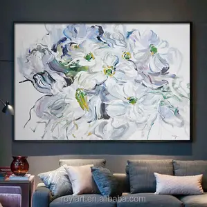 Arte de pared de flores pintado a mano de gran tamaño pintura moderna en lienzo para decoración del hogar