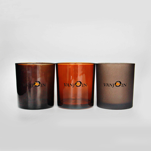 Custom di Candela di Vetro Vaso Glassato Tealight Ambra Scuro Nero Contenitore Per Cera Di Soia Contenitore di Supporto di Candela di Vetro Con Coperchio <span class=keywords><strong>In</strong></span> <span class=keywords><strong>Legno</strong></span> - Product Image 3