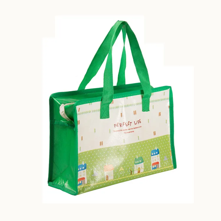 지퍼 잠금 pp 짠 재활용 큰 식료품 가방 사용자 정의 가방 로고
