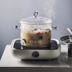 Marmite à soupe transparente en verre borosilicate de haute qualité, style américain, avec poignée et couvercle en verre, compatible gaz et induction, ensemble d'ustensiles de cuisson écologiques - Product Image 2