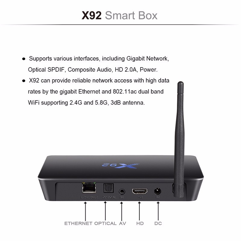 Precio barato S912 8 core android 6.0 TV BOX dual band wifi de la ayuda 1000 M LAn kodi 17.0 preinstalado Smart tv box x92