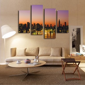 Edificios de La Ciudad moderna Con Encanto Noche impresiones de la lona wall art decor - Product Image 2